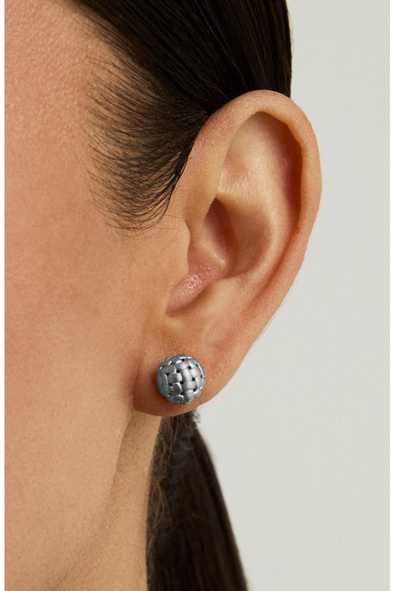 Weave Ball Stud Earrings, Alternate, color, SILVER