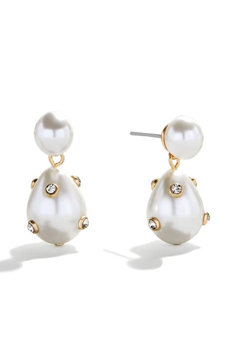 Inessa Crystal & Faux Pearl Drop Earrings