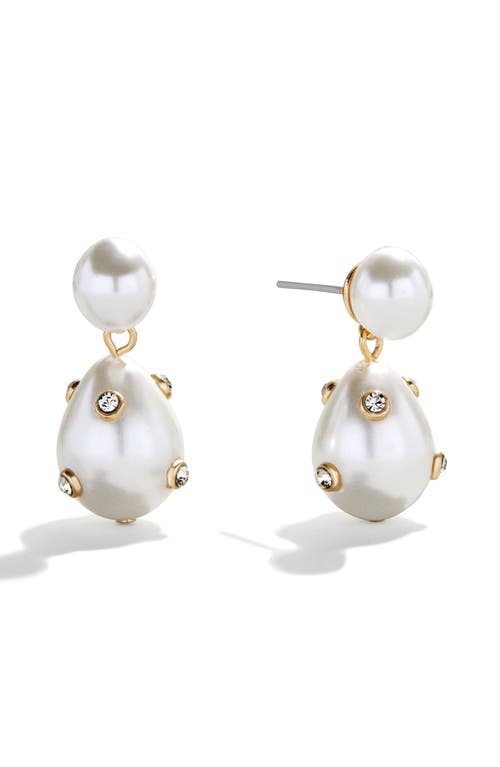 Baublebar Inessa Pave & Imitation Pearl Drop Earrings In Gold