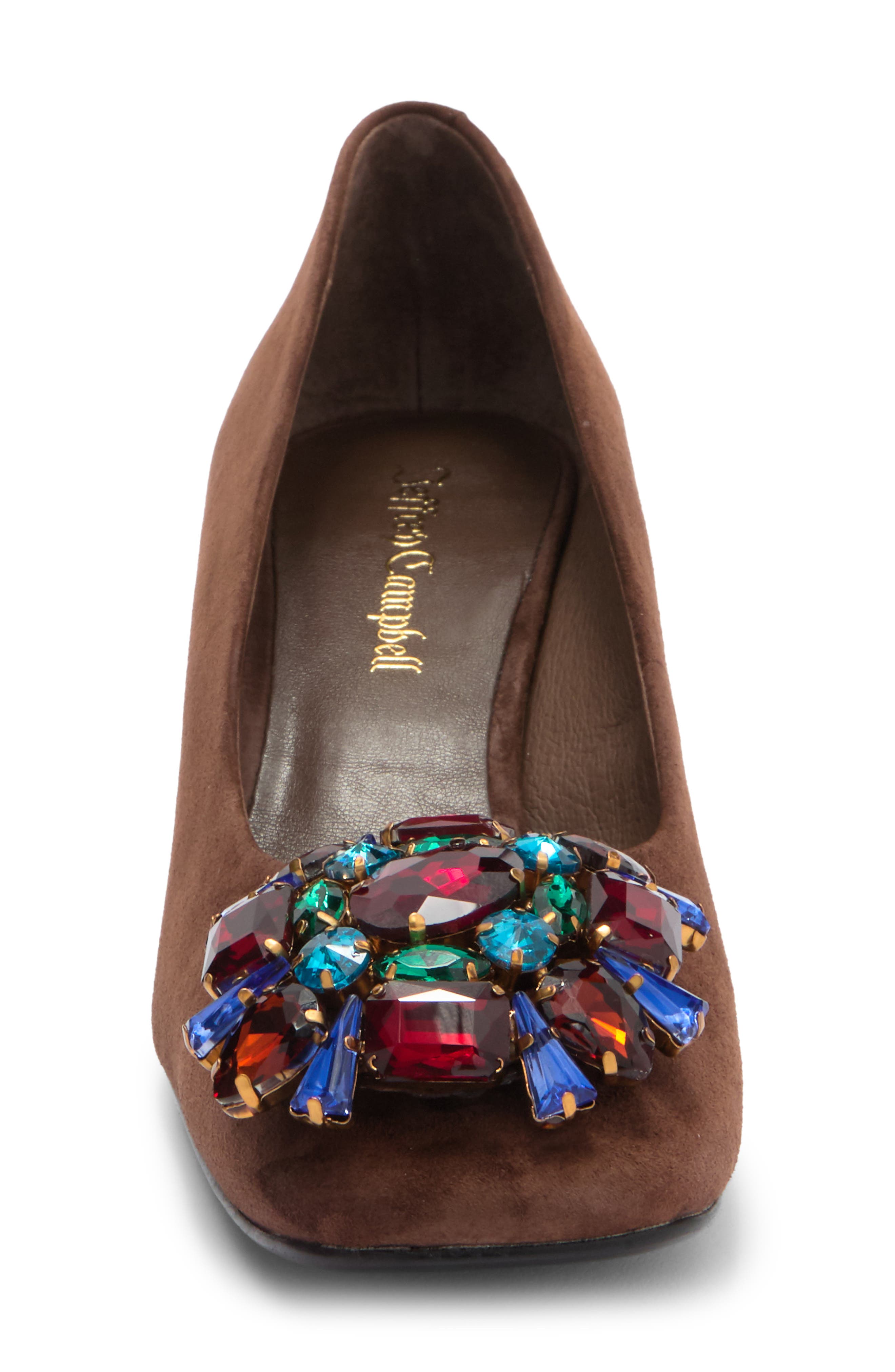 Jeffrey Campbell Panem Crystal Embellished Pump, Alternate, color, Brown Suede Multi