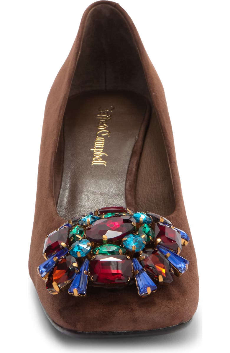 Jeffrey Campbell Panem Crystal Embellished Pump, Alternate, color, Brown Suede Multi