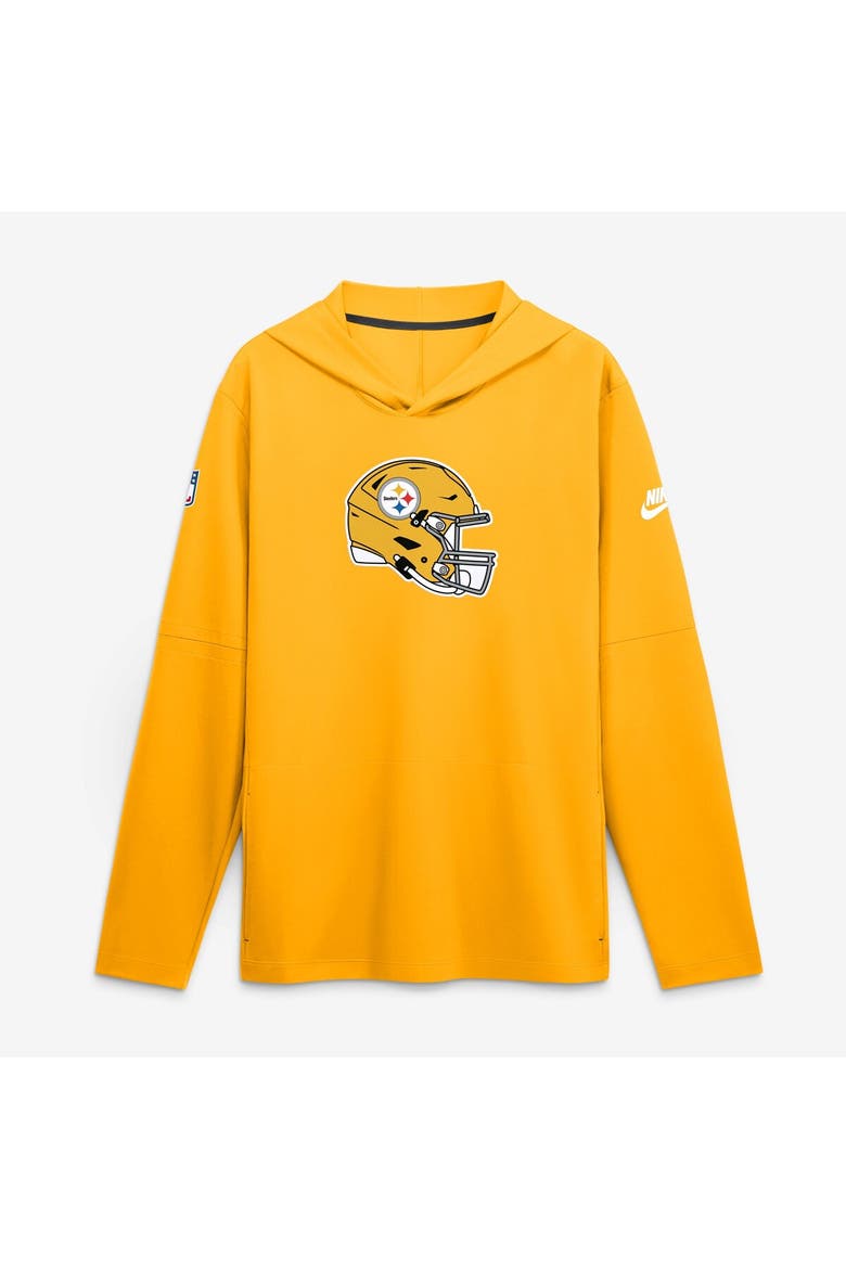 Men's Nike Gold Pittsburgh Steelers Sideline Alternate Lightweight Long Sleeve Hooded Dri-FIT T-Shirt, Main, color, Gold