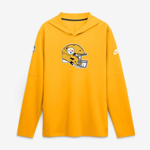 Men's Nike Gold Pittsburgh Steelers Sideline Alternate Lightweight Long Sleeve Hooded Dri-FIT T-Shirt