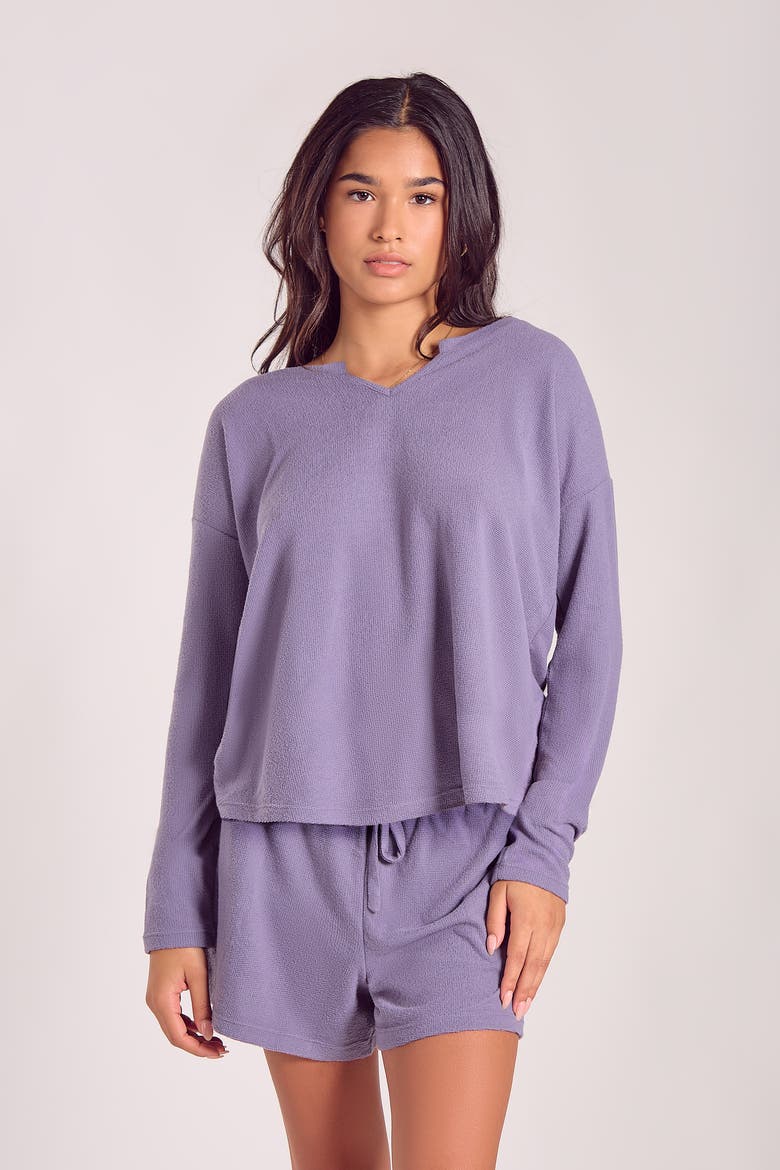 Soft Waffle Knit Pajama Set with Drawstring Shorts, Alternate, color, Orchid