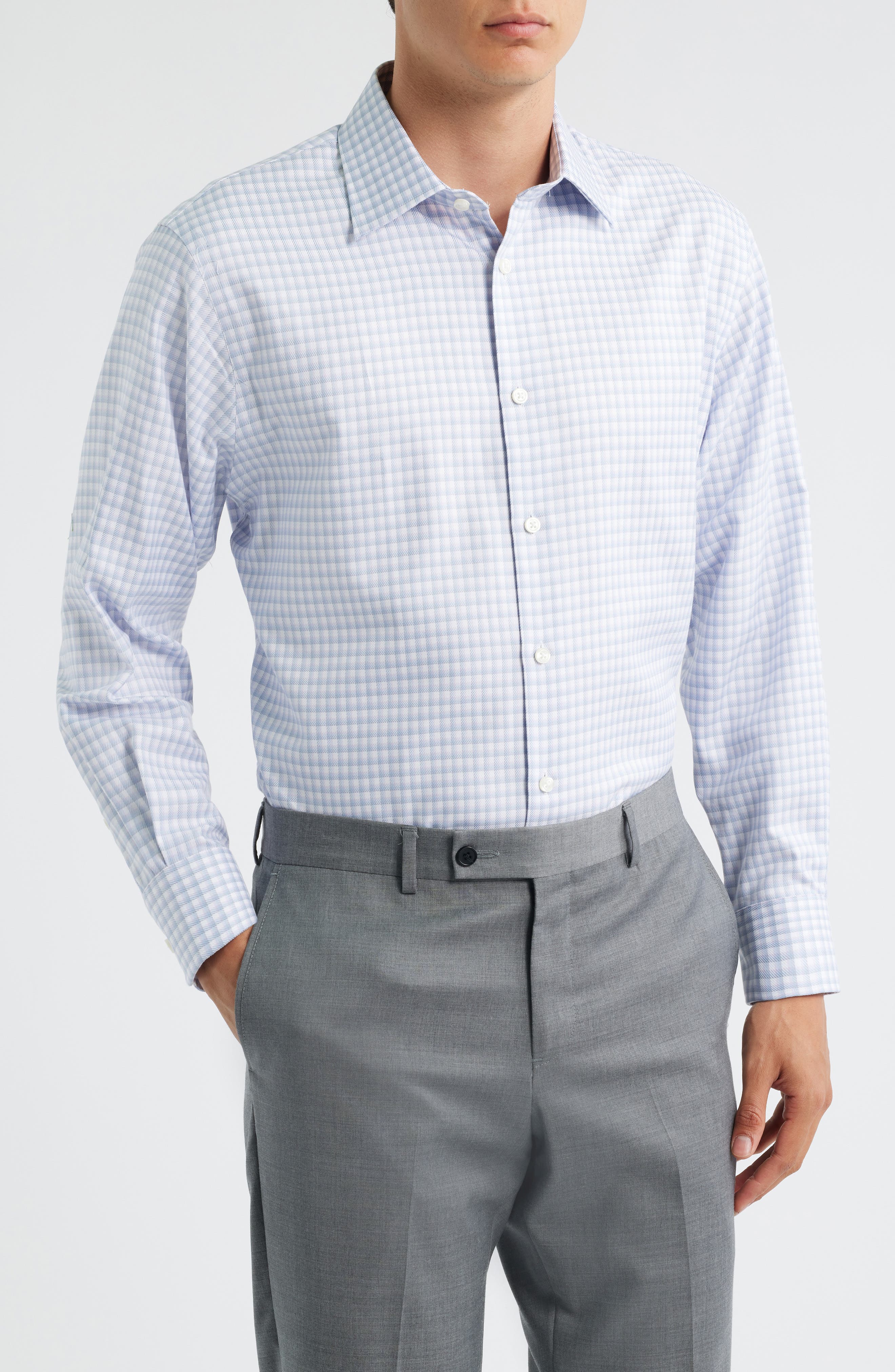 Nordstrom Traditional Fit Check Premium Non-Iron Cotton Dress Shirt