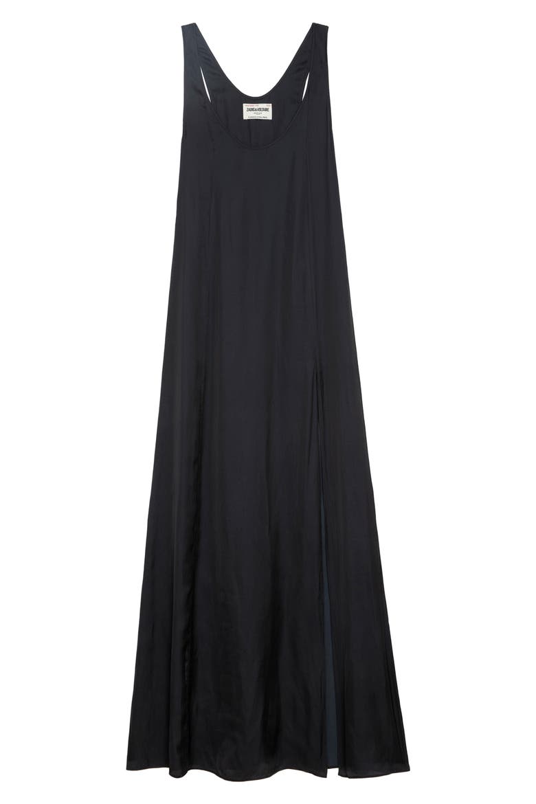 Rarys Satin Maxi Dress, Alternate, color, NOIR