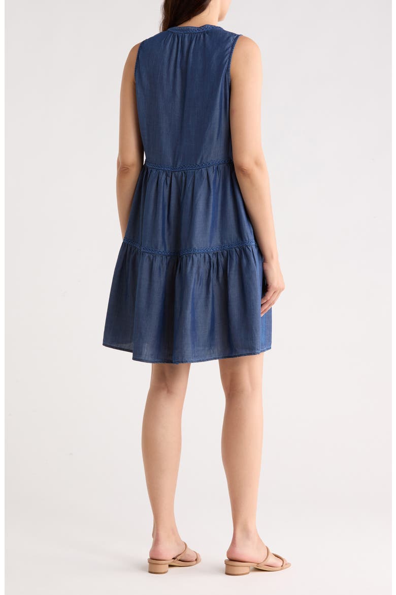 Sleeveless Tiered Chambray Dress, Alternate, color, CHAMBRAY