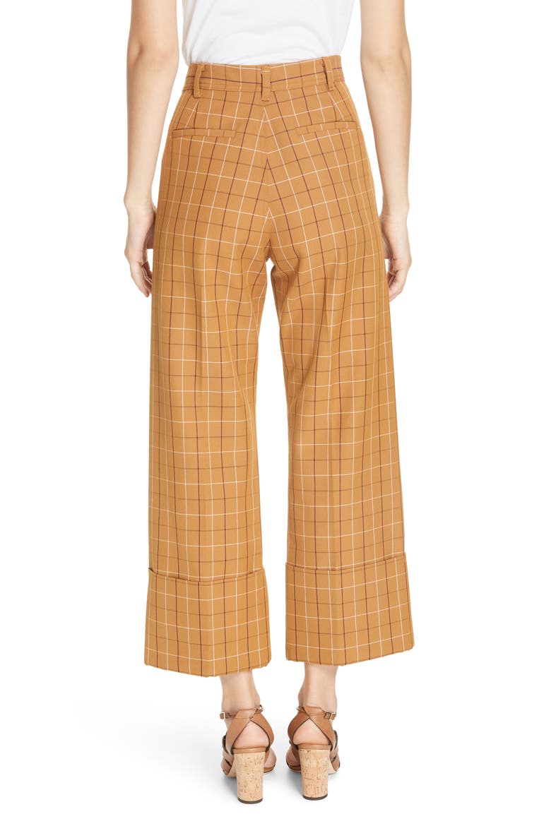 Sea Poirot Plaid Cuff Pants, Alternate, color, CARAMEL MULTI