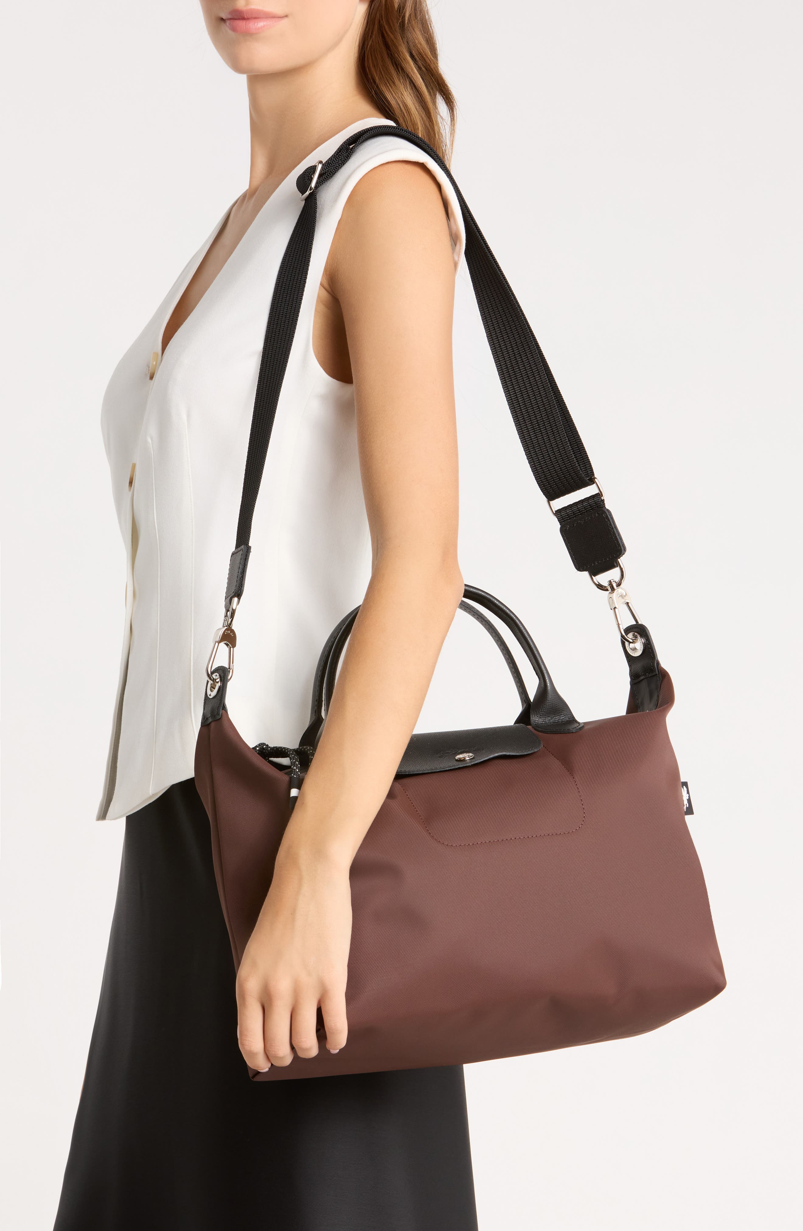 Le Pliage Energy Canvas Handbag, Alternate, color, COCOA