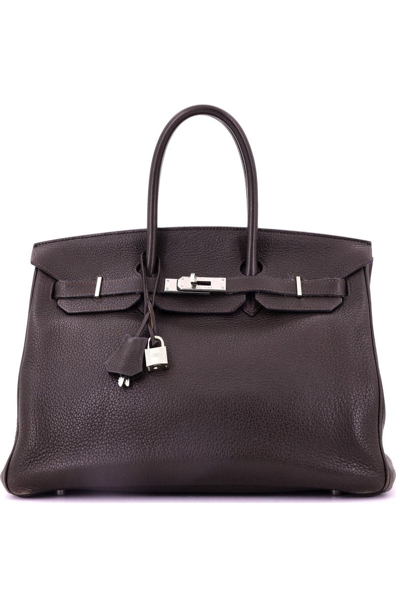 Pre-Owned Hermes Birkin Handbag Brown Clemence with Palladium Hardware 35, Main, color,