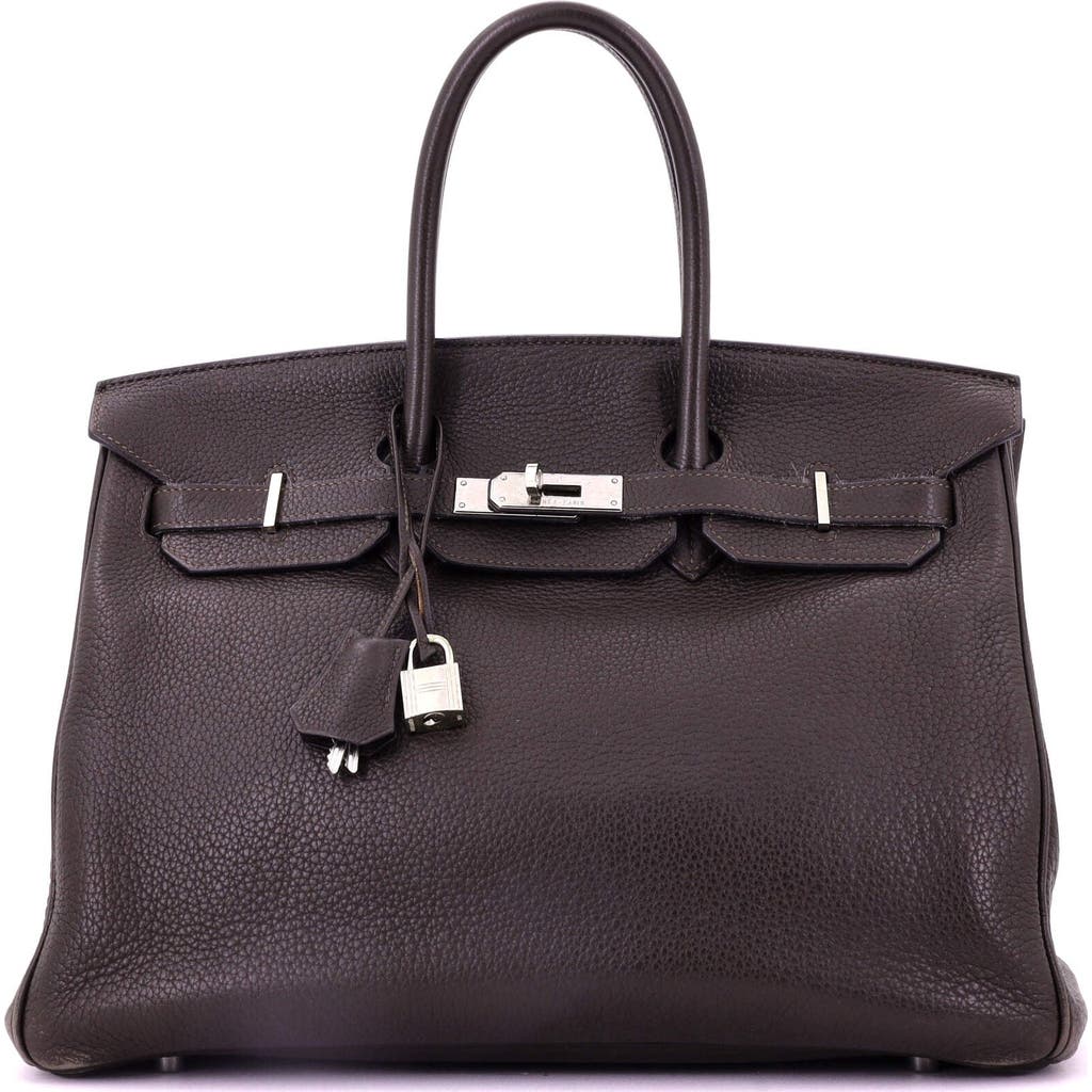 Pre-owned Hermes Hermes Birkin Handbag Brown Clemence With Palladium Hardware 35 In Brown