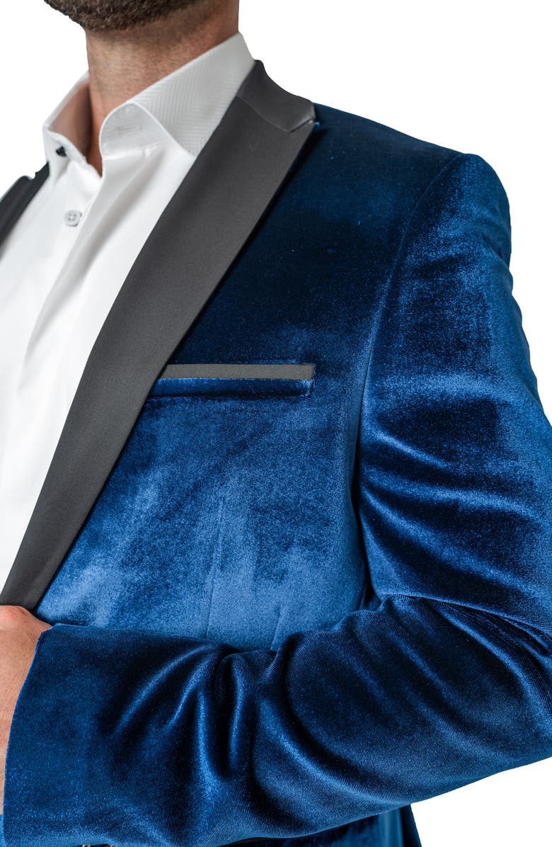 Maceoo Tesla Velvet Blue Dinner Jacket, Alternate, color, Blue