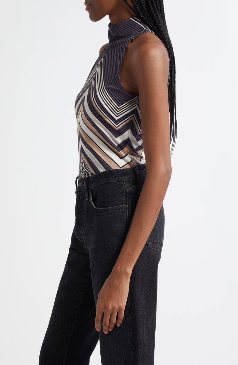 Ramy Brook Jenna Chevron Sleeveless Top, Alternate, color, Black Chevron