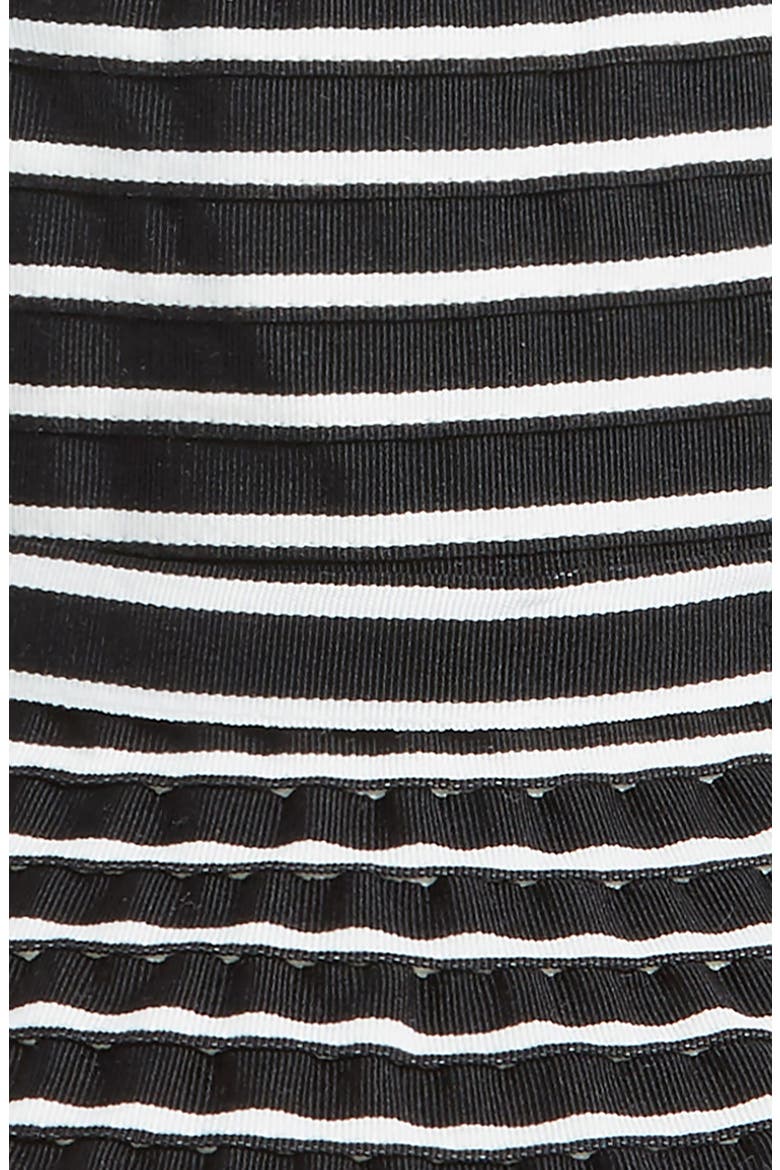 Striped Ribbon Sun Hat, Alternate, color, BLACK/ WHITE
