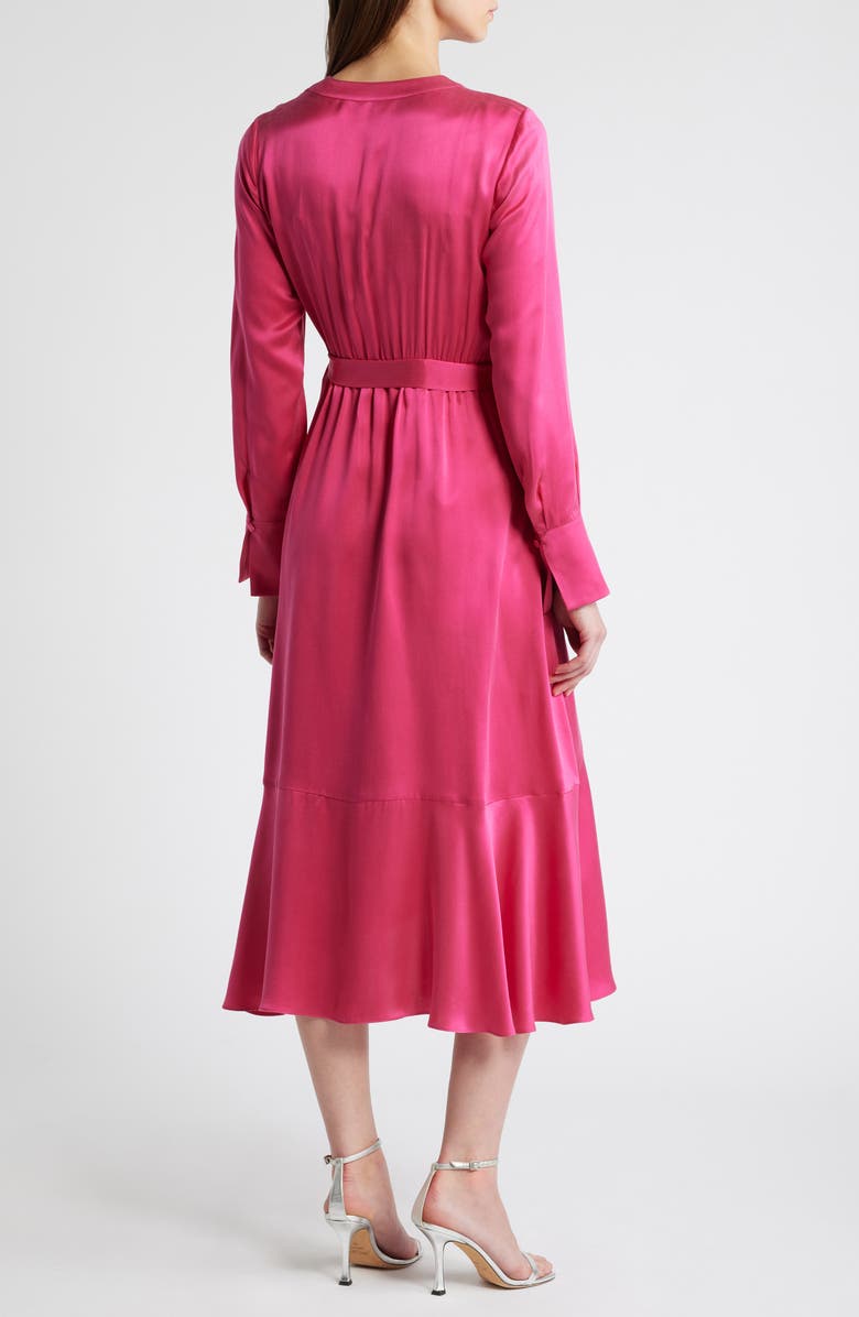 KOBI HALPERIN Victoria Long Sleeve Silk Faux Wrap Dress, Alternate, color, Hot Pink
