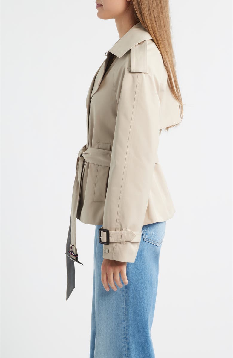 Tommy Hilfiger Belted Crop Trench Coat, Alternate, color, Stone