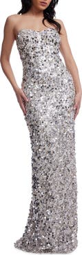 Dress the Population Vada Paillette Strapless Gown