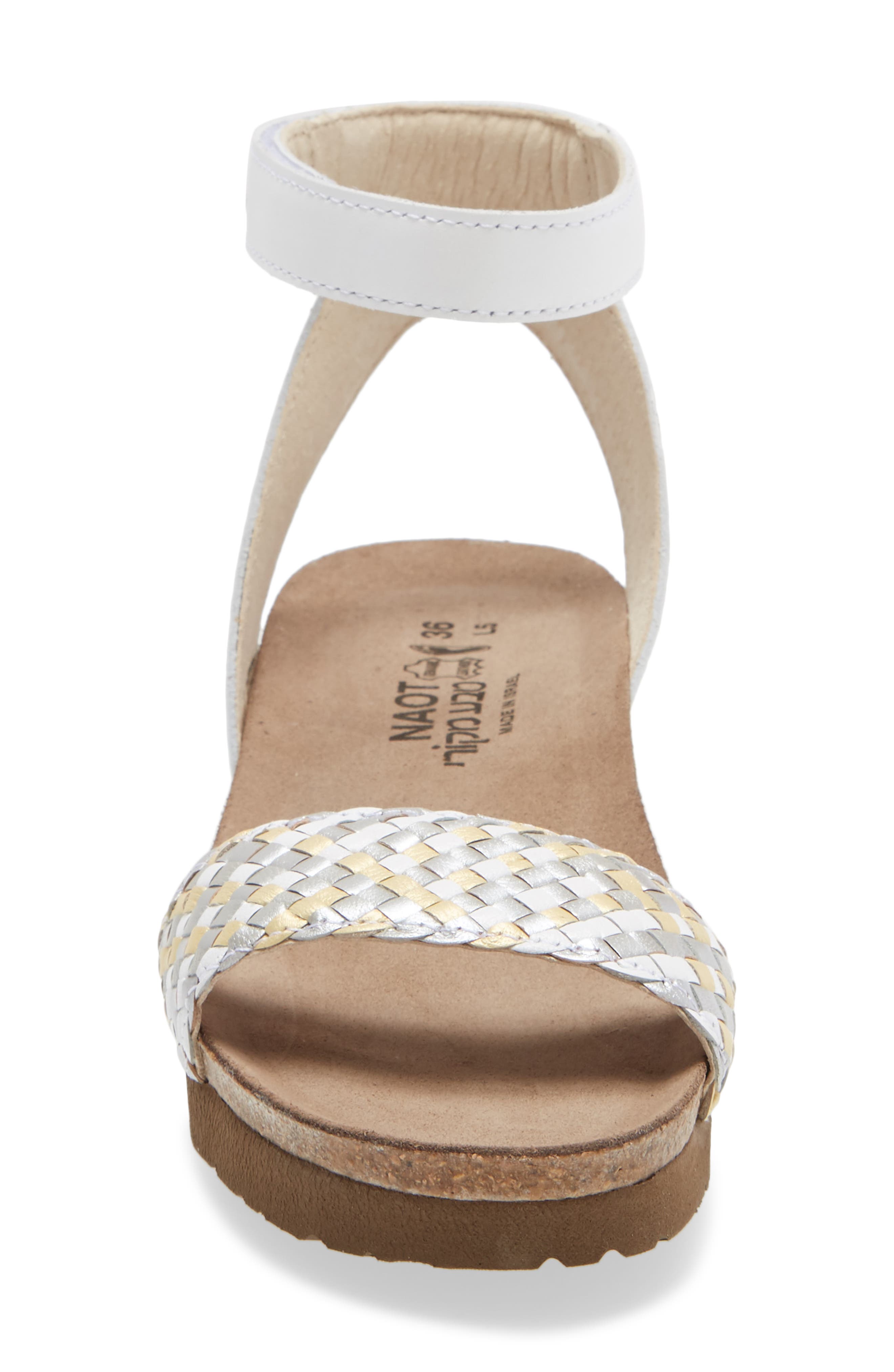 Naot Abbie Ankle Strap Sandal, Alternate, color, White Metallic/ Pearl Leather