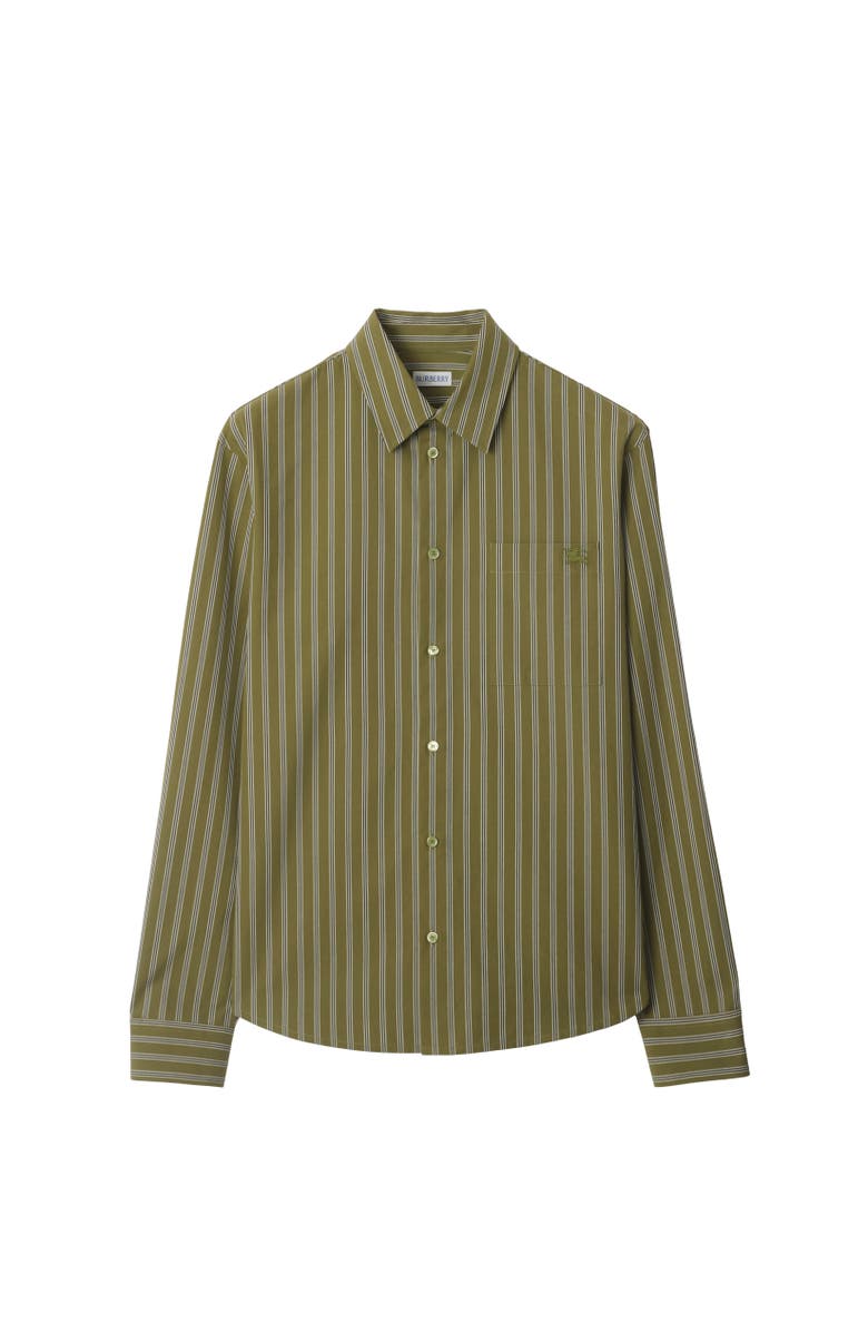 Burberry Regular Fit Striped Cotton Shirt, Alternate, color, Wreath Green