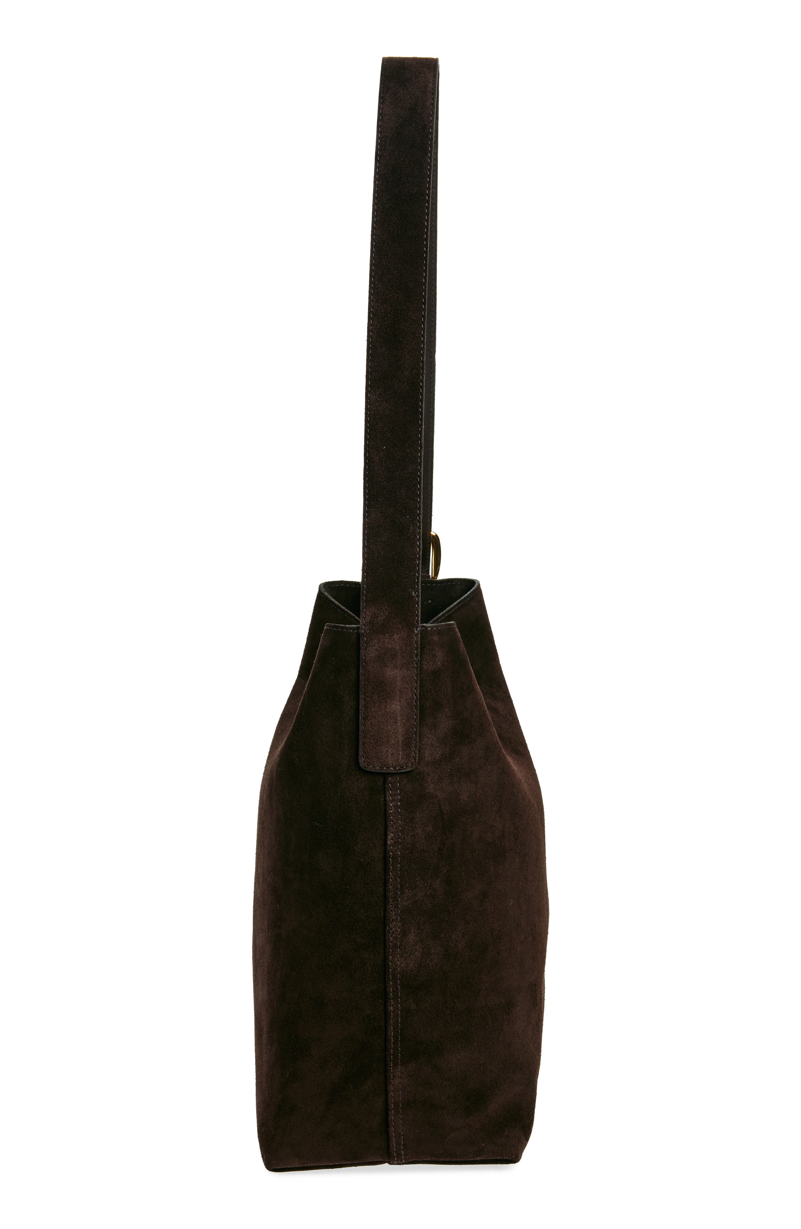 Madewell Essentials Suede Bucket Bag, Alternate, color, Dark Carob