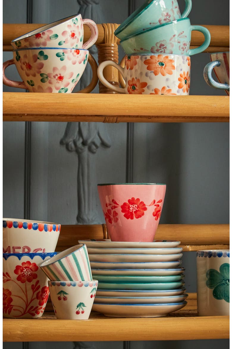Set of 6 Hand-Painted Ceramic Espresso Cups, Alternate, color, MULTI