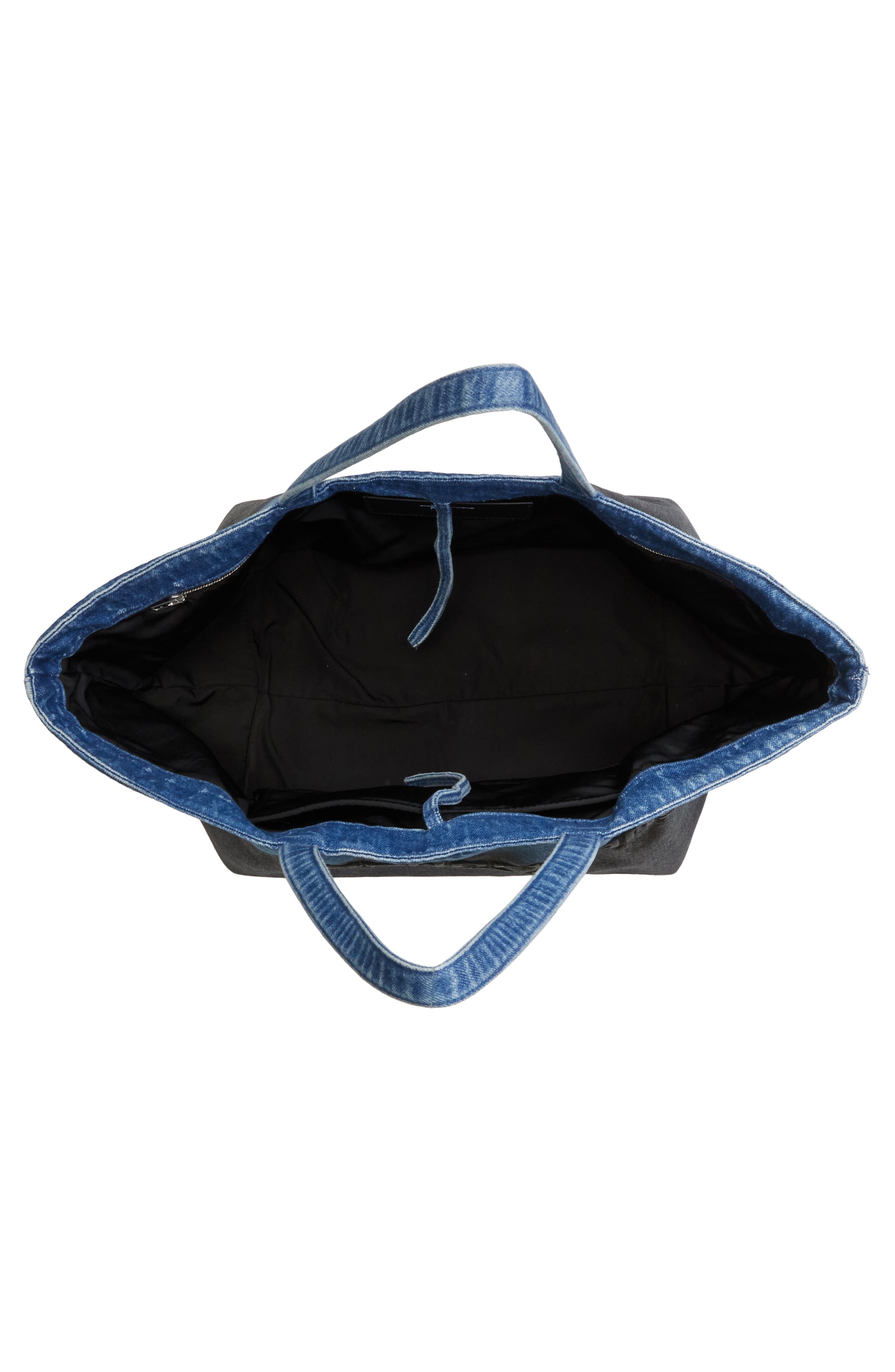 Alexander Wang Punch Dip Coated Denim Tote, Alternate, color, Vintage Marbled Blue / Black