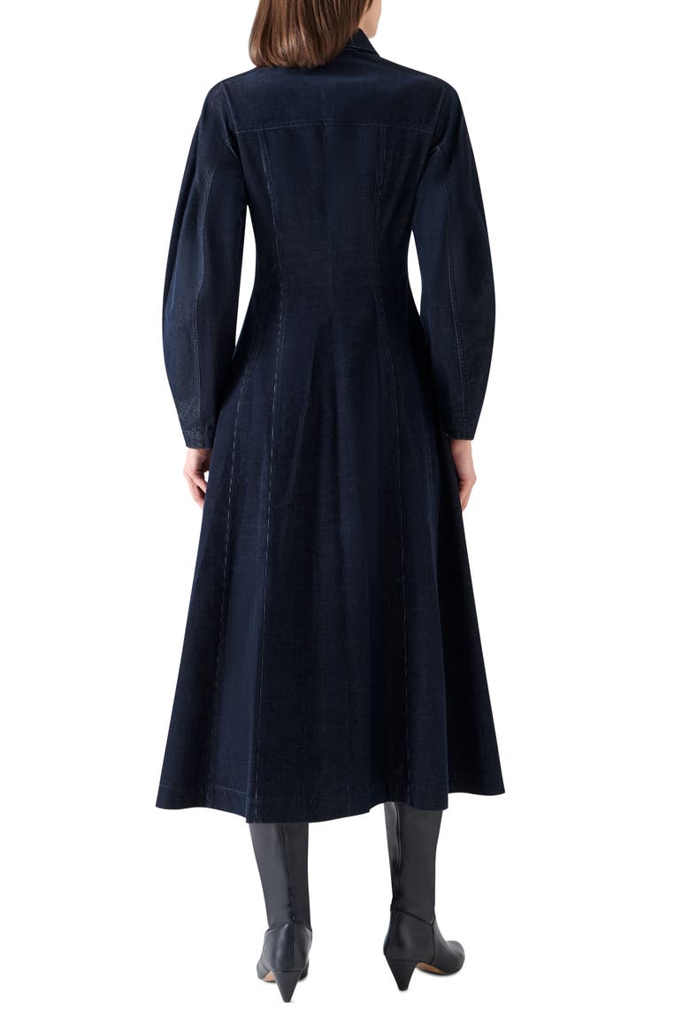 Long Sleeve Corduroy Fit & Flare Shirtdress, Alternate, color, NAVY