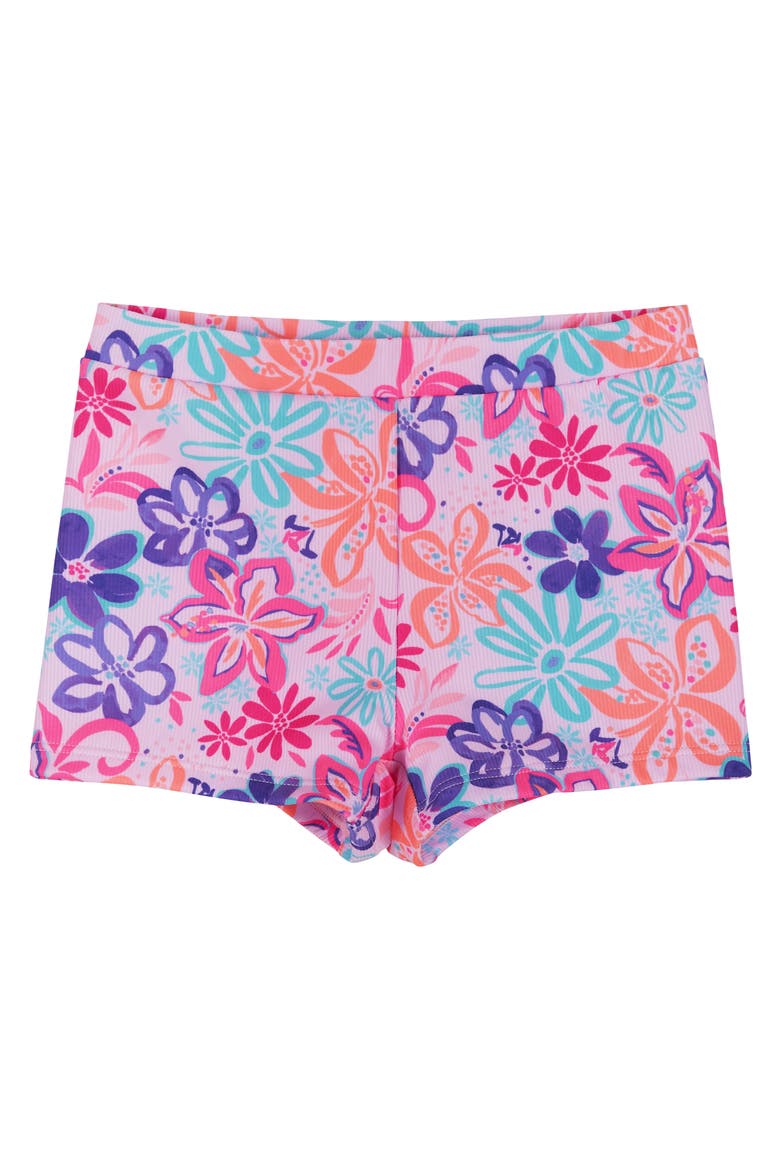 Kids" Tropical Floral Long Sleeve Two-Piece Rashguard Swimsuit, Alternate, color, PURPLE TROPIC