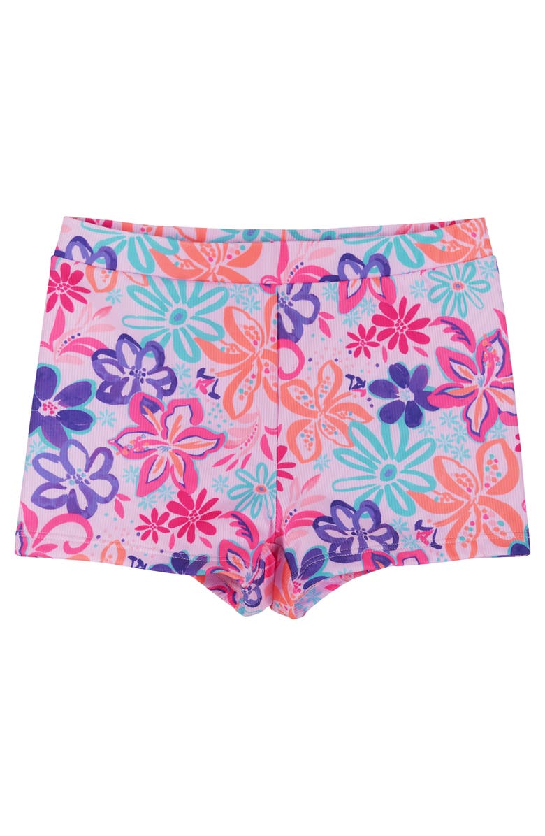 Andy & Evan Kids" Tropical Floral Long Sleeve Two-Piece Rashguard Swimsuit, Alternate, color, Purple Tropic