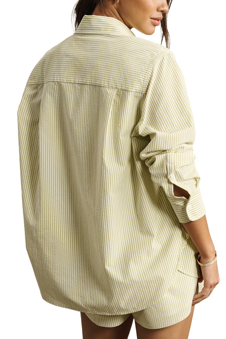 Saltair Oversize Seersucker Button-Up Shirt, Alternate, color, CITRON STRIPE