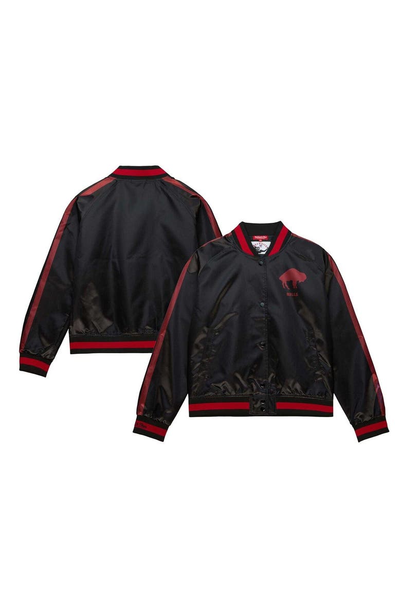 Mitchell & Ness Women's Mitchell & Ness Black Buffalo Bills Raglan Satin Full-Snap Jacket, Main, color, Black