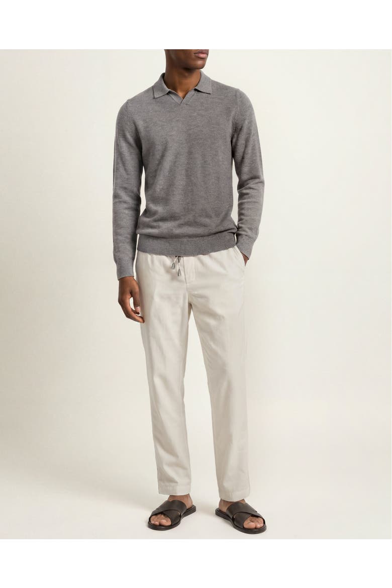 Bresson Cashmere Classic Fit Long Sleeve Polo Shirt, Main, color, GREY MELANGE