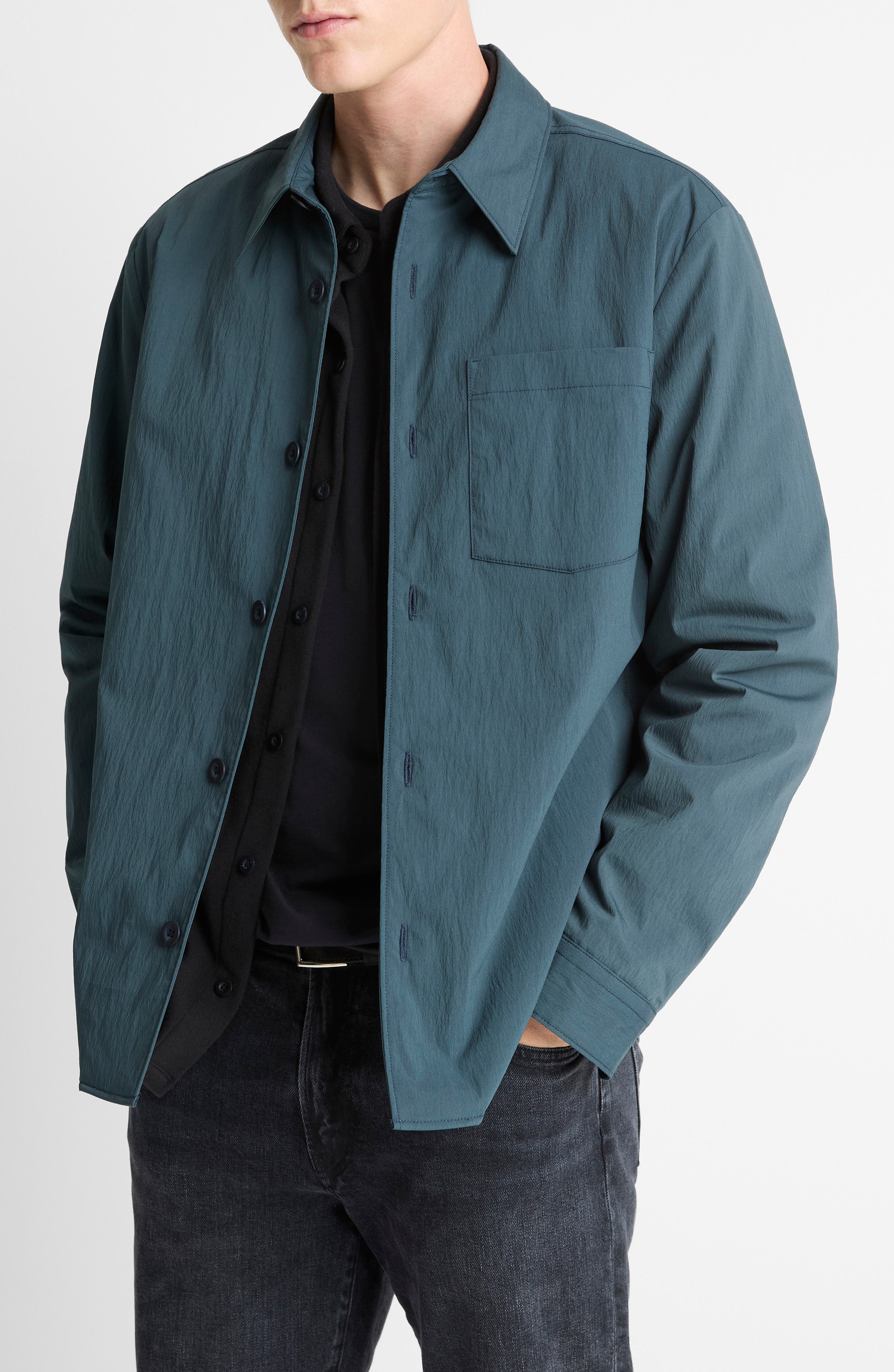 Insulated Cotton Blend Button-Up Shirt Jacket