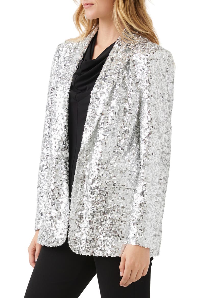 Sequin Blazer, Alternate, color, SILVER