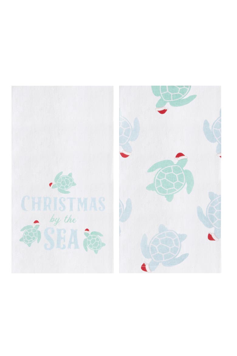 Christmas By The Sea Coastal Towel Set 2, Alternate, color, Green