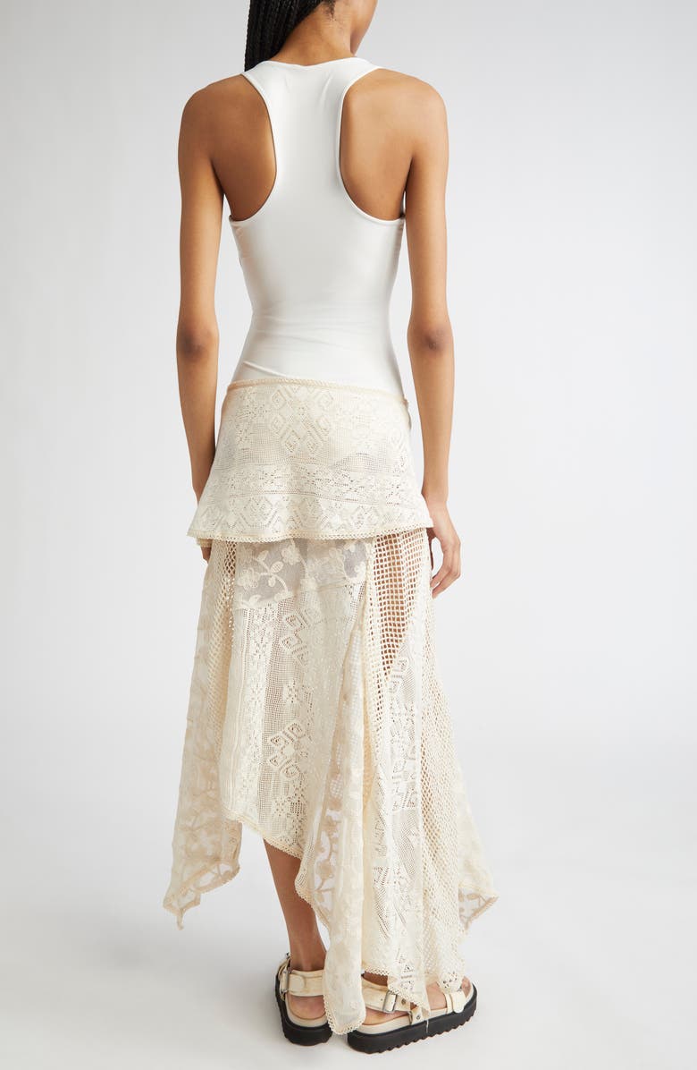 Siedrés Marcela Asymmetric Jersey & Lace Dress, Alternate, color, Ecru