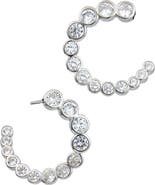 SAVVY CIE JEWELS Bezel CZ Hoop Earrings