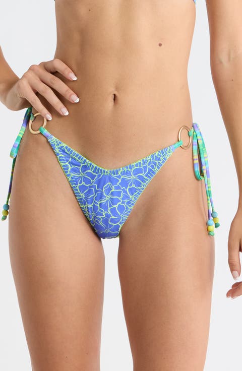 Ring Lace Stitch Side Tie Bikini Bottoms