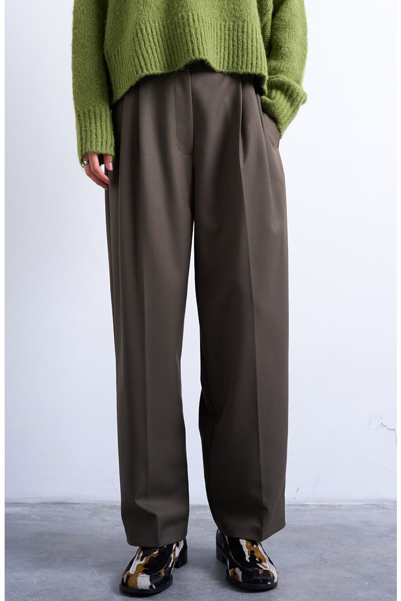 Slouchy Wide Leg Trousers, Main, color, MEDIUM GREEN