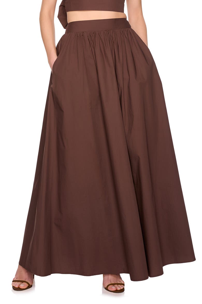Cotton Poplin Maxi Skirt, Main, color, BROWN