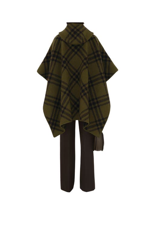 Burberry Reversible Check Wool Cape In Camp