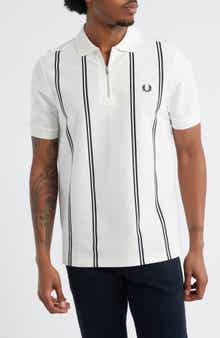 Vertical Stripe Cotton Piqué Zip Polo