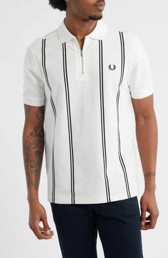 Vertical Stripe Cotton Piqué Zip Polo