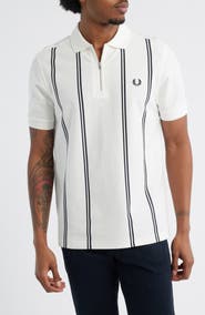 Fred Perry Vertical Stripe Cotton Piqué Zip Polo