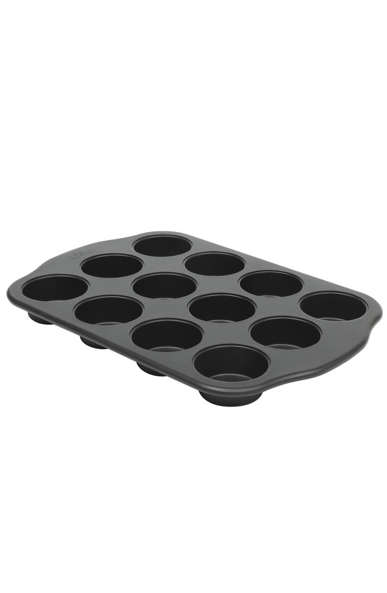 OSTER Teston Platinum Collection 12-Cup Nonstick Carbon Steel Muffin Pan, Main, color, Black