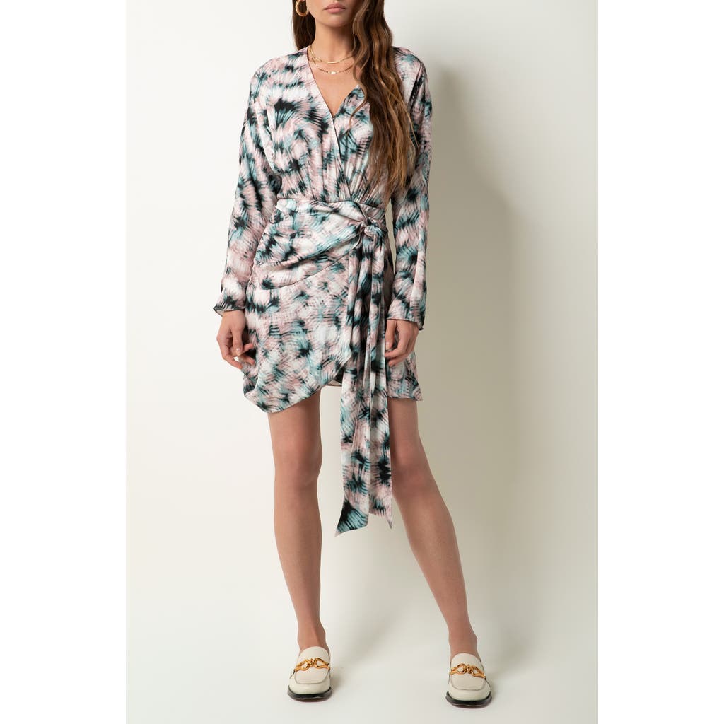 Tart Isono Long Sleeve Faux Wrap Dress In Multi