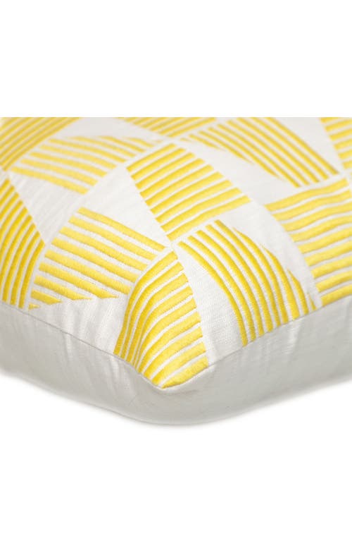 Parkland Collection Geometric Embroidered Cotton Pillow In Yellow