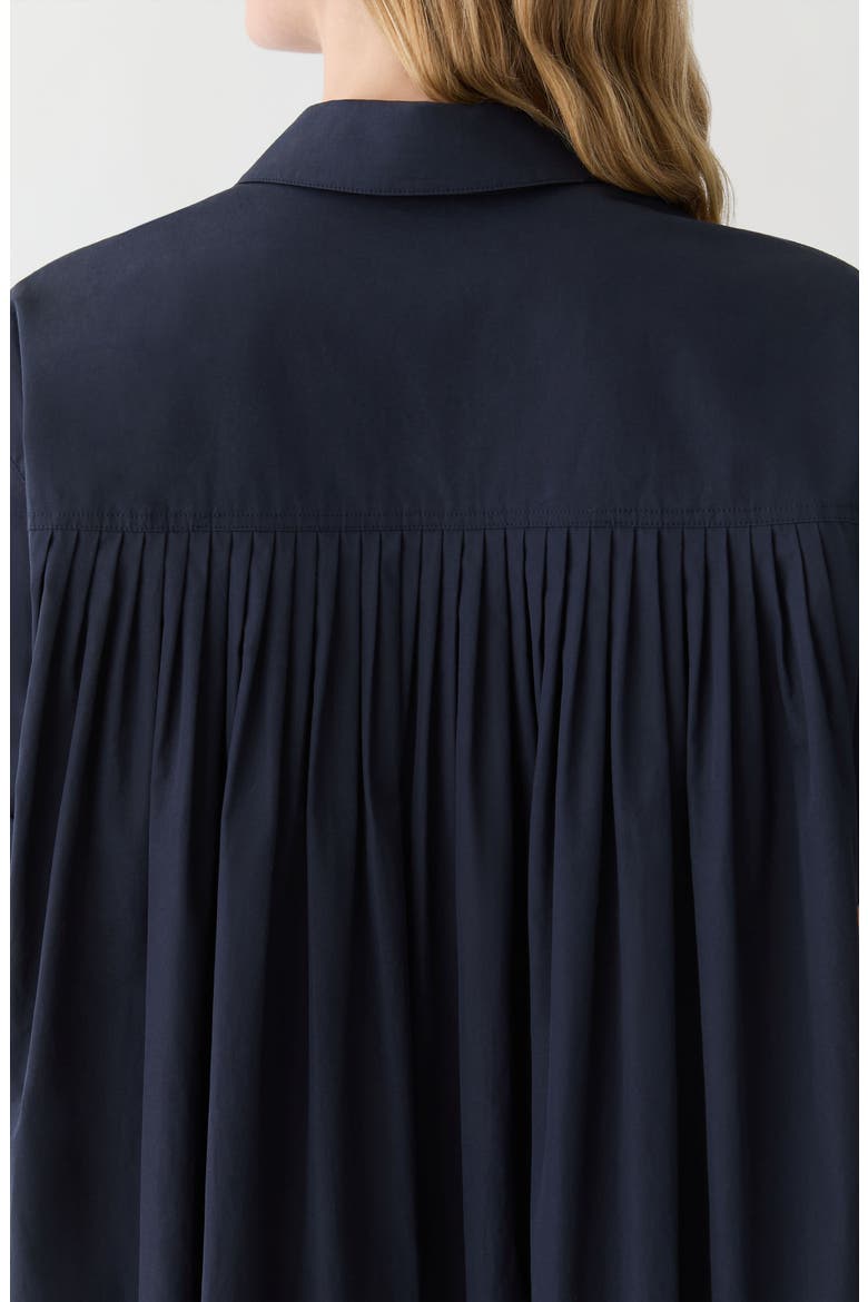 Pleated Organic Cotton Poplin Shirtdress, Alternate, color, INK