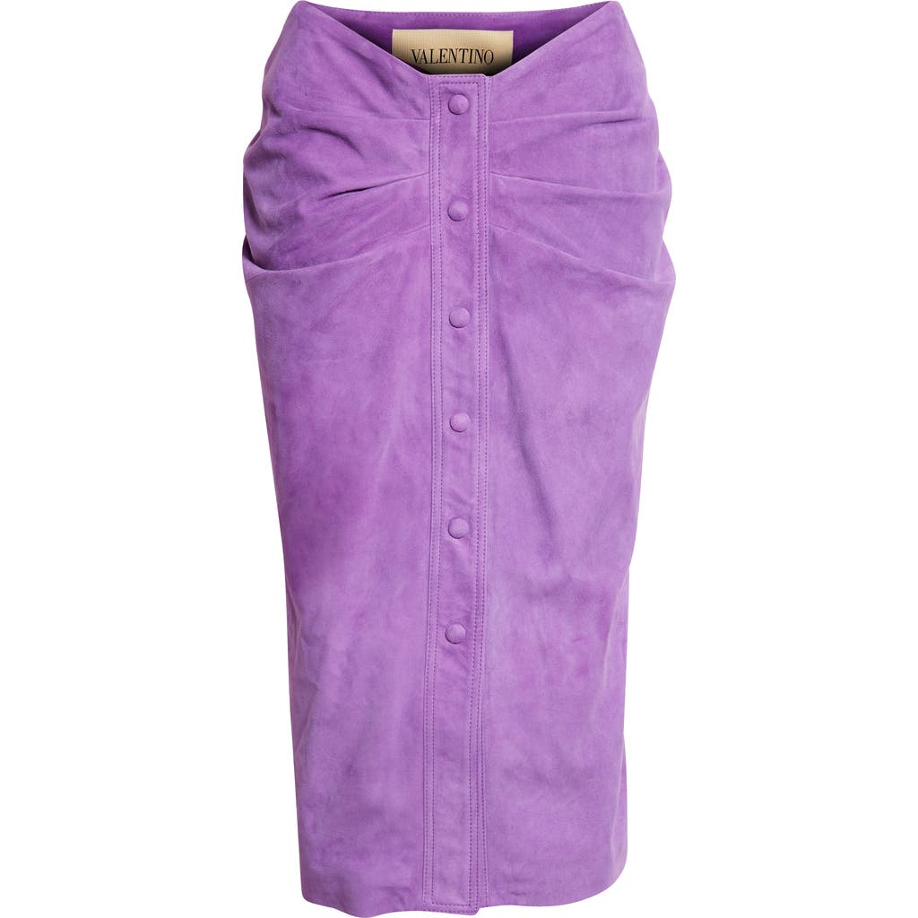 Valentino Ruched Suede Skirt in Dark Purple at Nordstrom, Size 4 Us