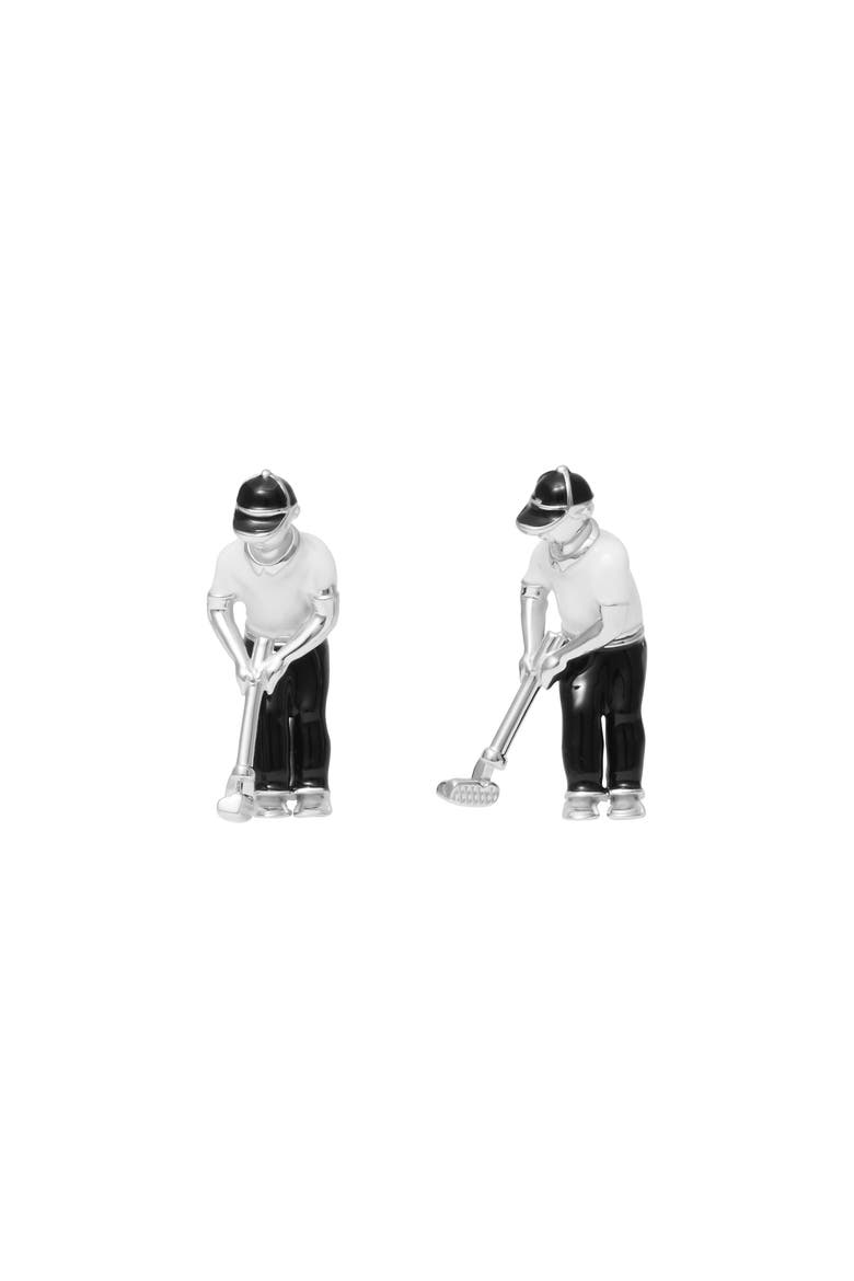 Putting Golfer Sterling Cufflinks, Main, color, Black